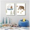 Cartoon Bear Squirrel Fox Hedgehog Spaceship Wall Art Canvas Painting Boho Posters And Prints Wall Pictures Baby Kids Room Decor