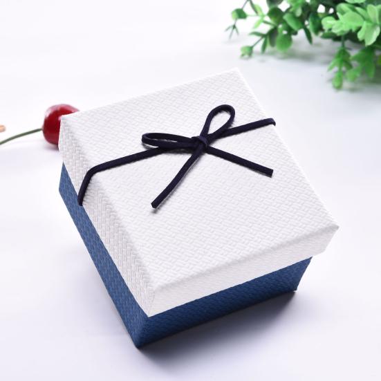 Rectangle Gift Box with Ribbon Bow Cushion Valentine's Day Bridesmaid Wedding Birthday Present Wrapping Box with Lid Portable Jewelry Packaging Box