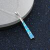 Long Pillar Shape Pendant Necklace For Women Girl Inlay Blue Imitation Opal Necklace Chain Wedding Party Jewelry Gifts