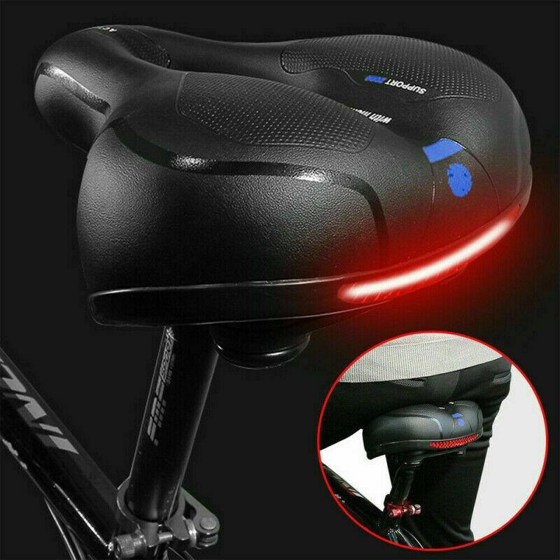 Mountain Bike Shock-absorbing Seat Cushion Big Ass Widening Comfortable Soft Saddle Bicycle Accessories with Warning Light