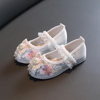 Hanfu Embroidered Shoes Girls Ancient Style Handmade Children's Dance Shoes Chinese Style Ancient Costume Embroidery Shoes Children's Shoes Summer