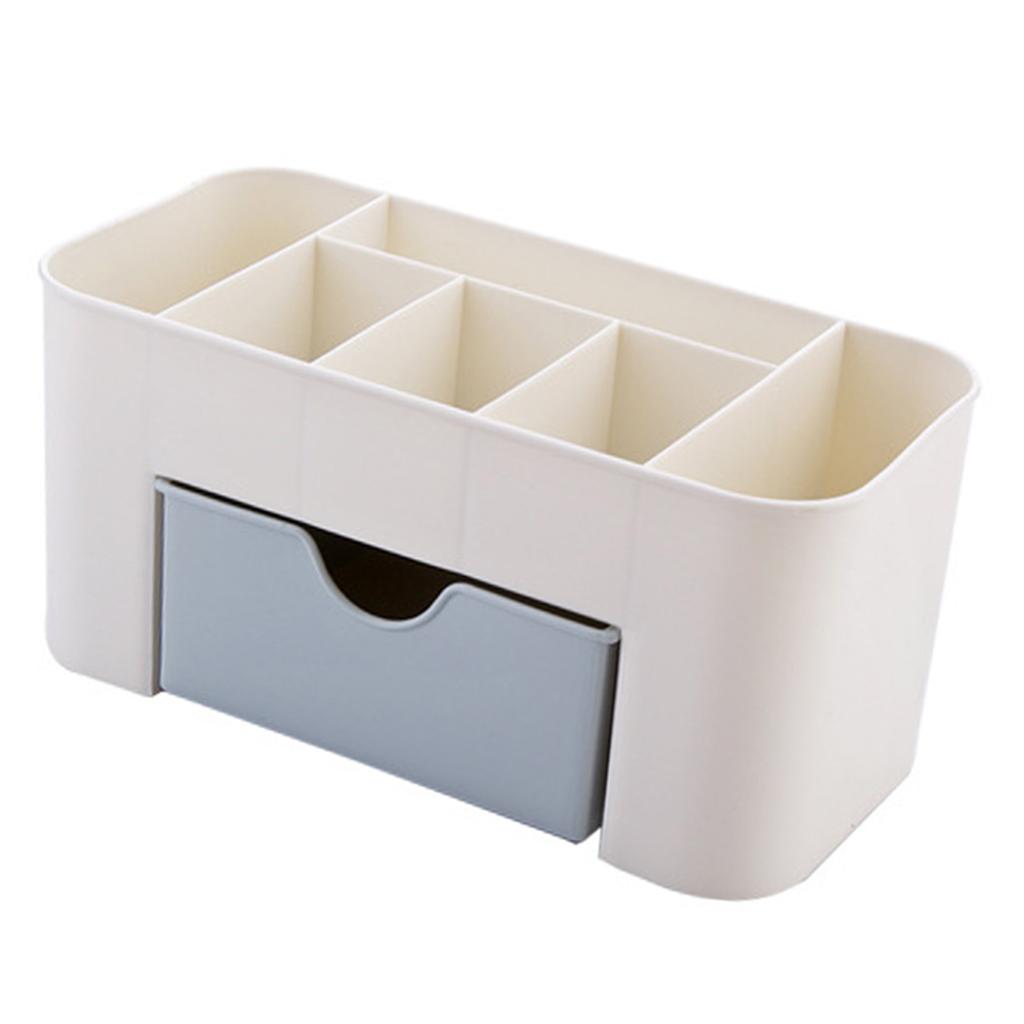 Cosmetics Makeup Organizer PP Multifunctional 6 Compartments Makeup Desk Organizer with Drawer Pink