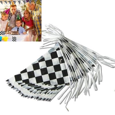 Banderines de Fiesta Guirnalda de Banderines Carreras 30M Blanco Negro