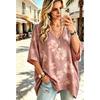 Women's 3D Printed T-shirt, Plus Size V-neck Women's Ethnic Style, European and American Art Three-quarters Bat Sleeve Casual Top