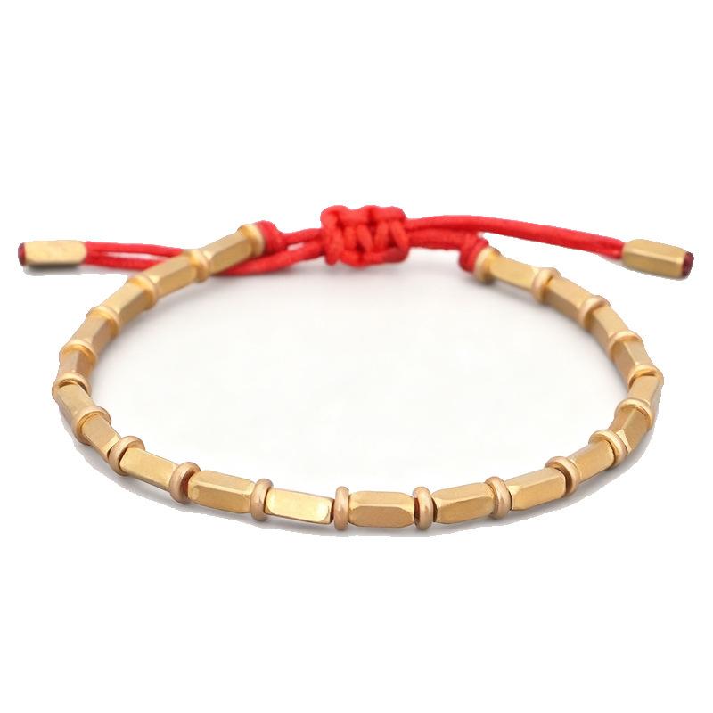Lady's Braided Bracelet with Copper Beads and Tassels Braided Bracelet Vintage Braided Bracelet