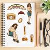8 Hong Kong Style Retro Girl Stickers DIY Hand Account Small Card Mobile Phone Case Decoration Korean Ins