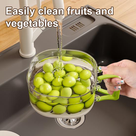 Drain Basket with Detachable Design Transparent Visible Stackable Multifunctional Drain Box Hollow Net Tray