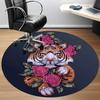 1PC Tiger Roses Office Round Rug, Non slip, Soft and Durable Office Rug for Interior Decoration, Perfect for Office