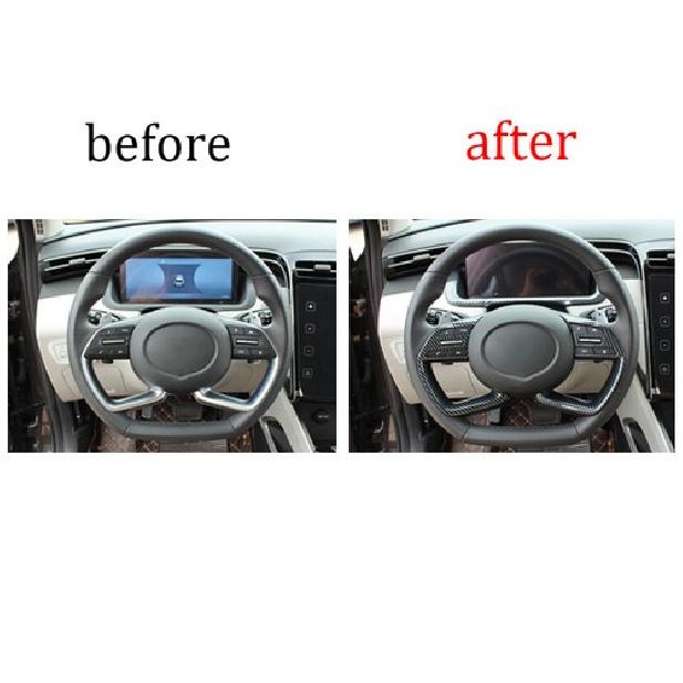 For Hyundai Tucson 2022-2024 Style Carbon Fiber Steering Wheel Switch Cover Trim