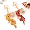 Keychain Sparkling Rhinestones Inlaid Dragon Design Keychain Pendant Enamel Oil Drip Process Polished Edges Spring Buckle Key Holder Backpacks