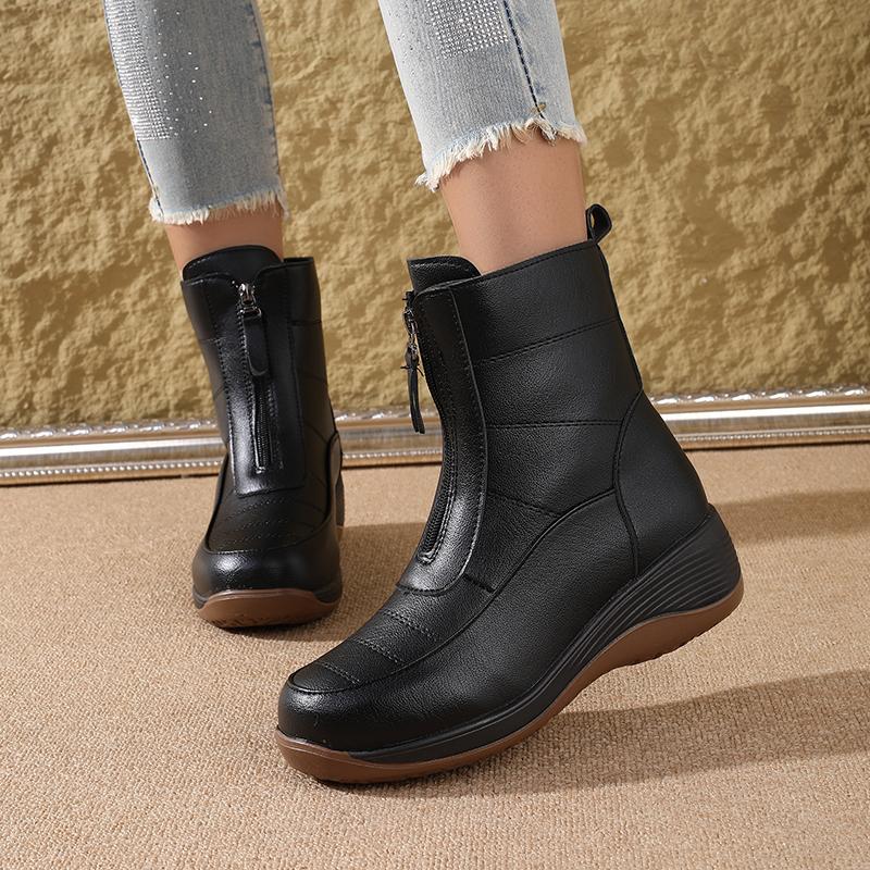 Warm Short Boots Ladies Boots WinterNew -Selling Fleece-Lined Thickened Wedge Short Boots