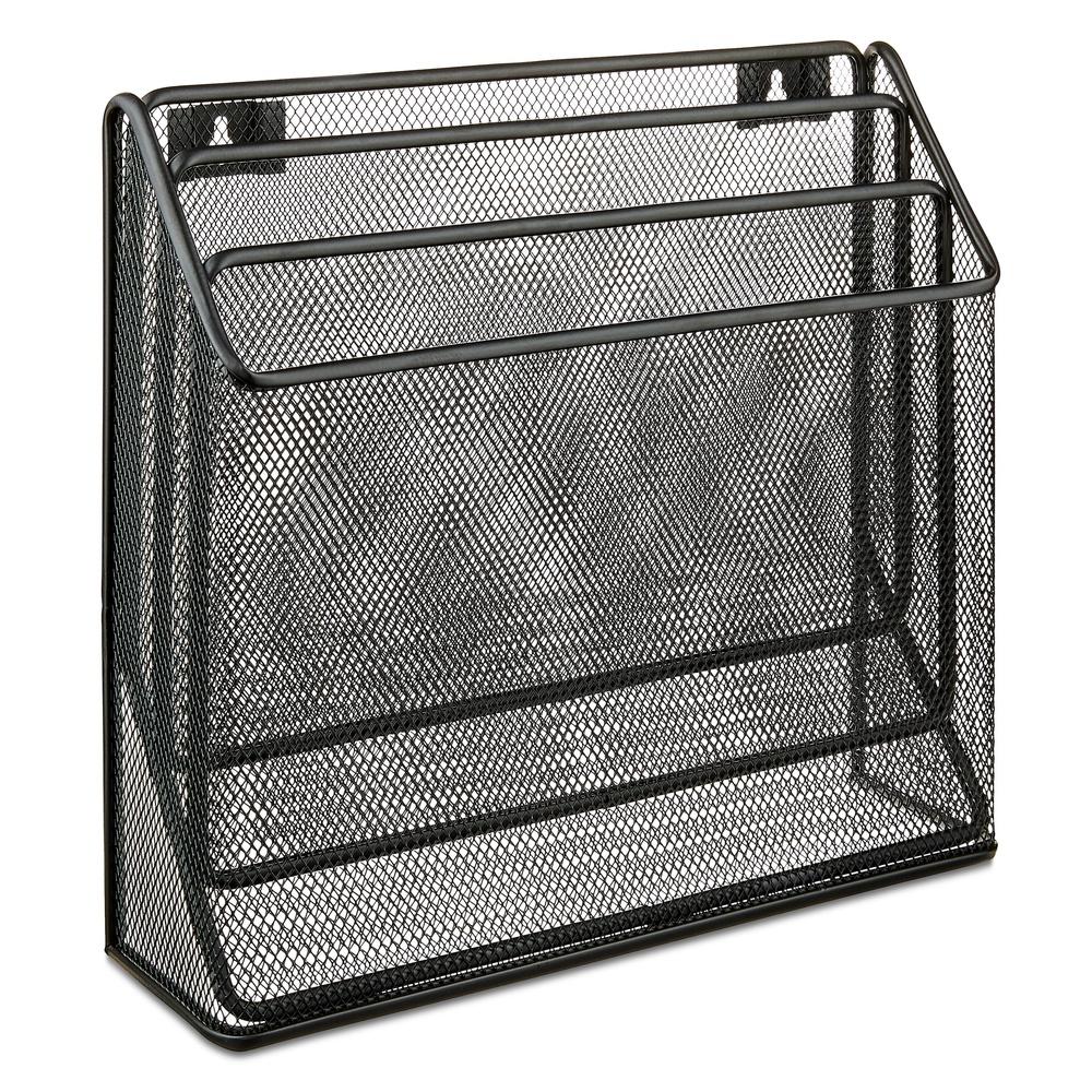 Wall Mount Metal File Organizer 3 Tier Mesh Holder Documents Reports Folders and Magazines Office Desk Storage Solution