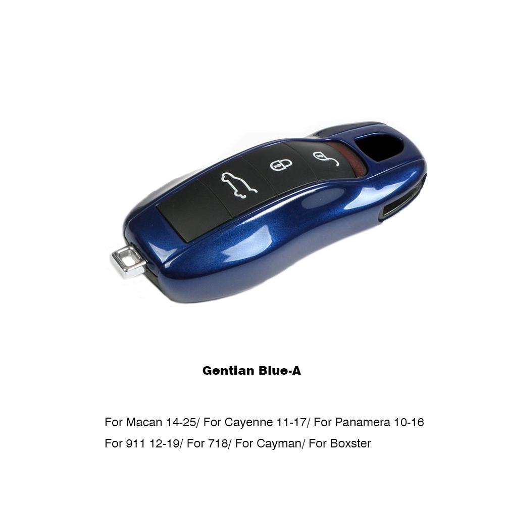 Étui de clé de voiture Couleur Bleu Saphir Pour Porsche Mancan Panamera Cayenne 718 911 Boxster Cayman Coque de remplacement pour clé Kit