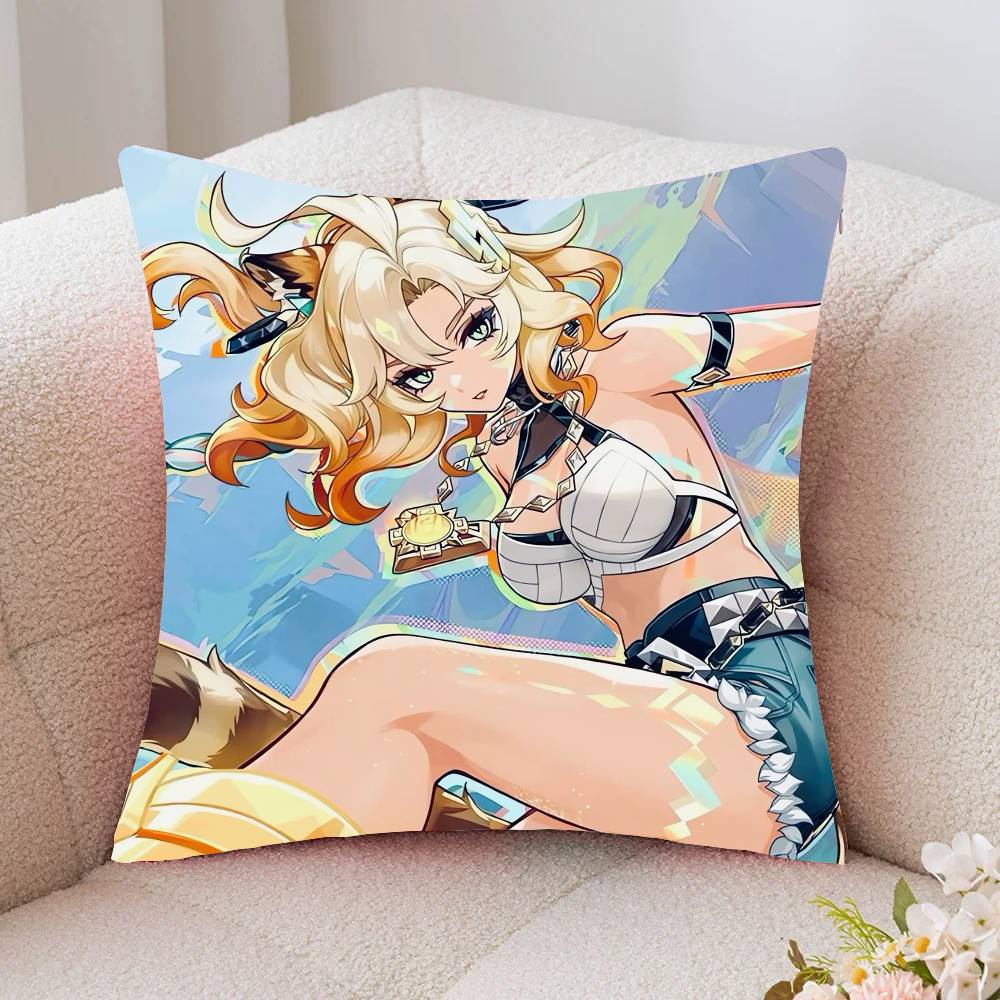 Xilonen Anime Game Genshin Impact Pillow Case Fashion Square Pillowcase Bedroom Sofa Room Ins Decoration Leisure