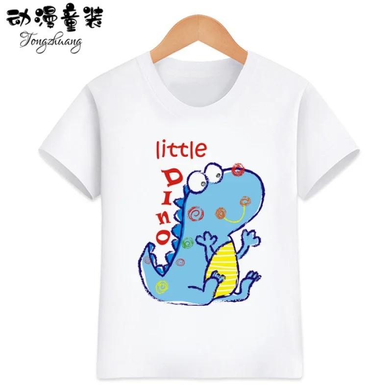 Cute Little Dinosaur Shortsleeved Tshirts for Children Boys And Girls Modal Top Baby Brother Outfits Kids Clothes