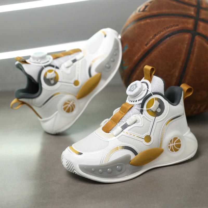 Classmate 2025 Boys Mesh Breathable Basketball Shoes Medium and Older Children Non-Slip Autumn Fashion Rotary Buckle Running Sneakers