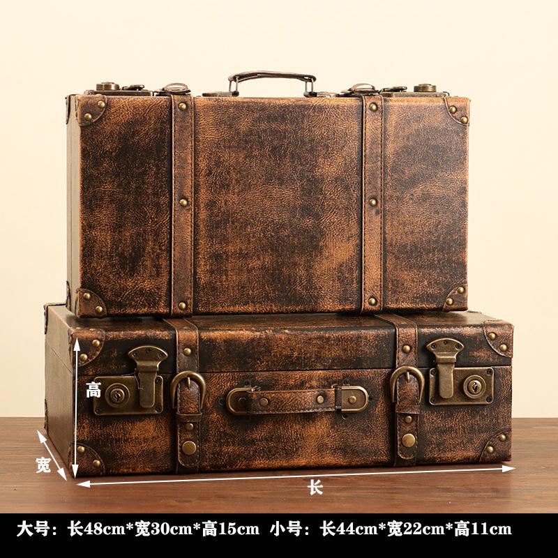 Vintage European-style Suitcase Photography Prop Antique Leather Trunk Clothing Storage Box Fashion Boutique Window Display