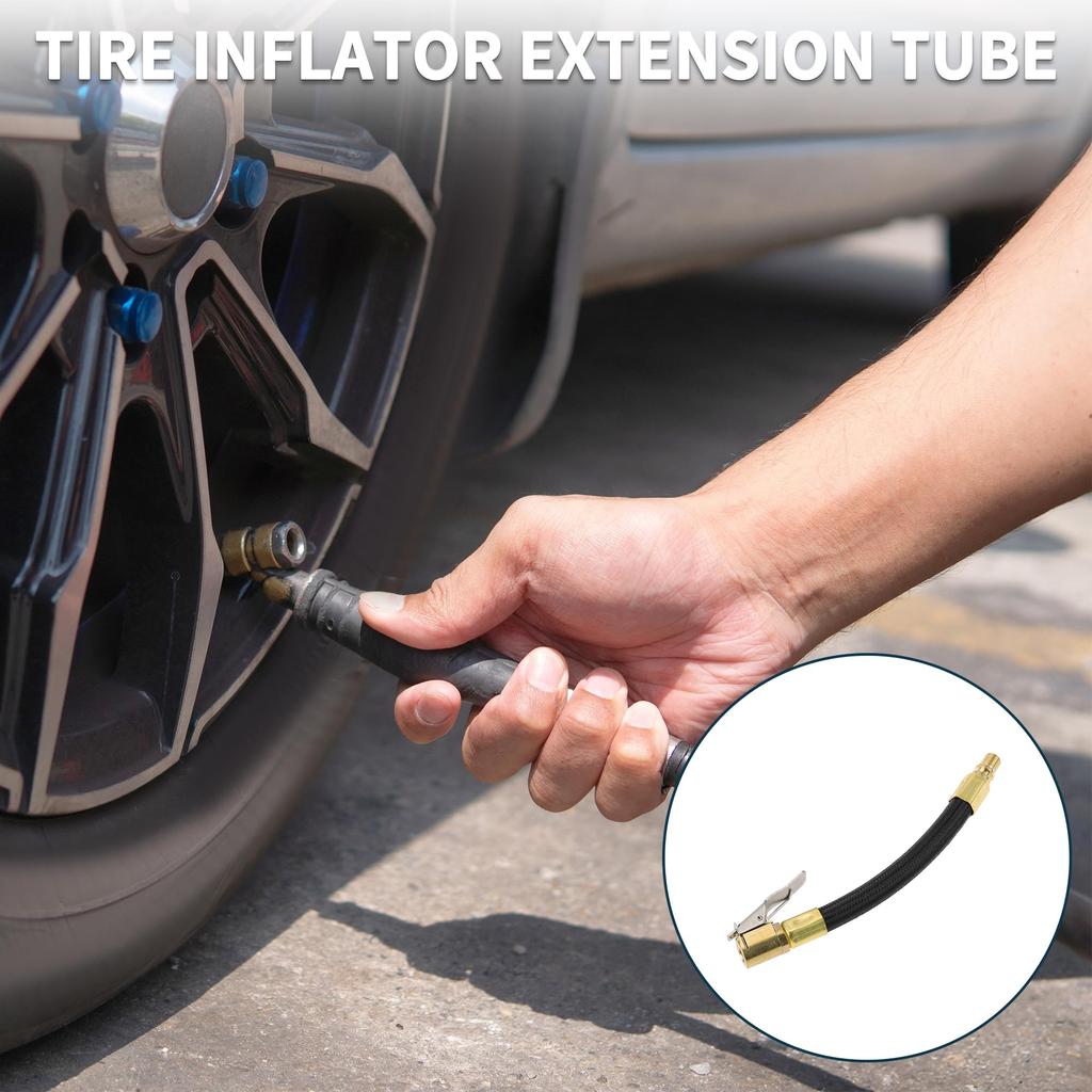 TUCKBOLD Car Tire Inflator Extension Tube 0.305"x32TPI Durable Air Pump Extension Hose Adapter Tire