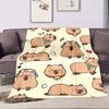 100% Polyester Flannel Throw Blanket, Contemporary Cartoon Capybara Design, Reversible All-Season Digital Print Non-Woven Fabric
