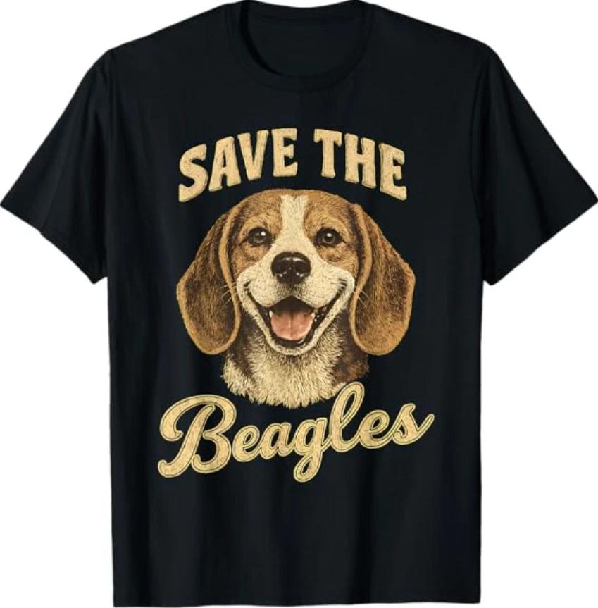 Save The Beagles Cute Dog Lover Vintage Beagle Art T- Shirt L