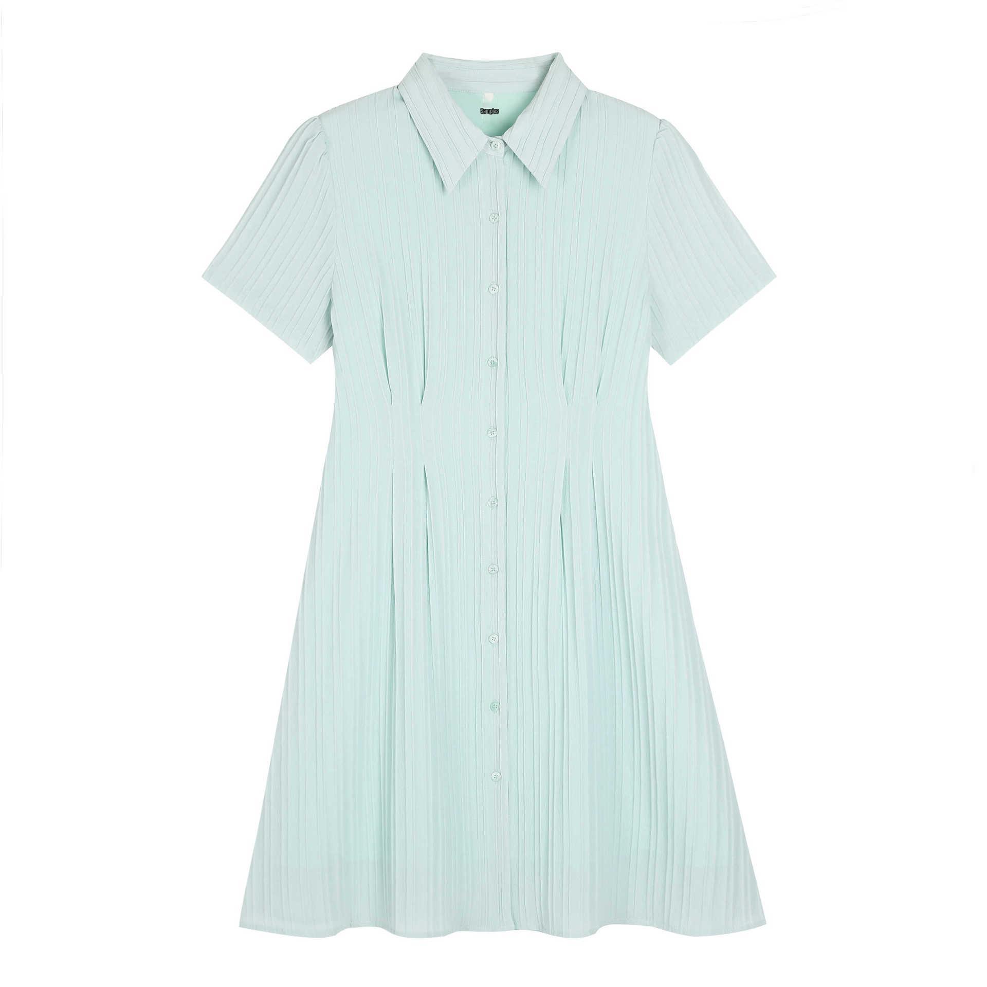 

Elegant French Polo Collar Plus Size Slimming Long Dress for Women 4XL (180-200 lbs) мятный зеленый
