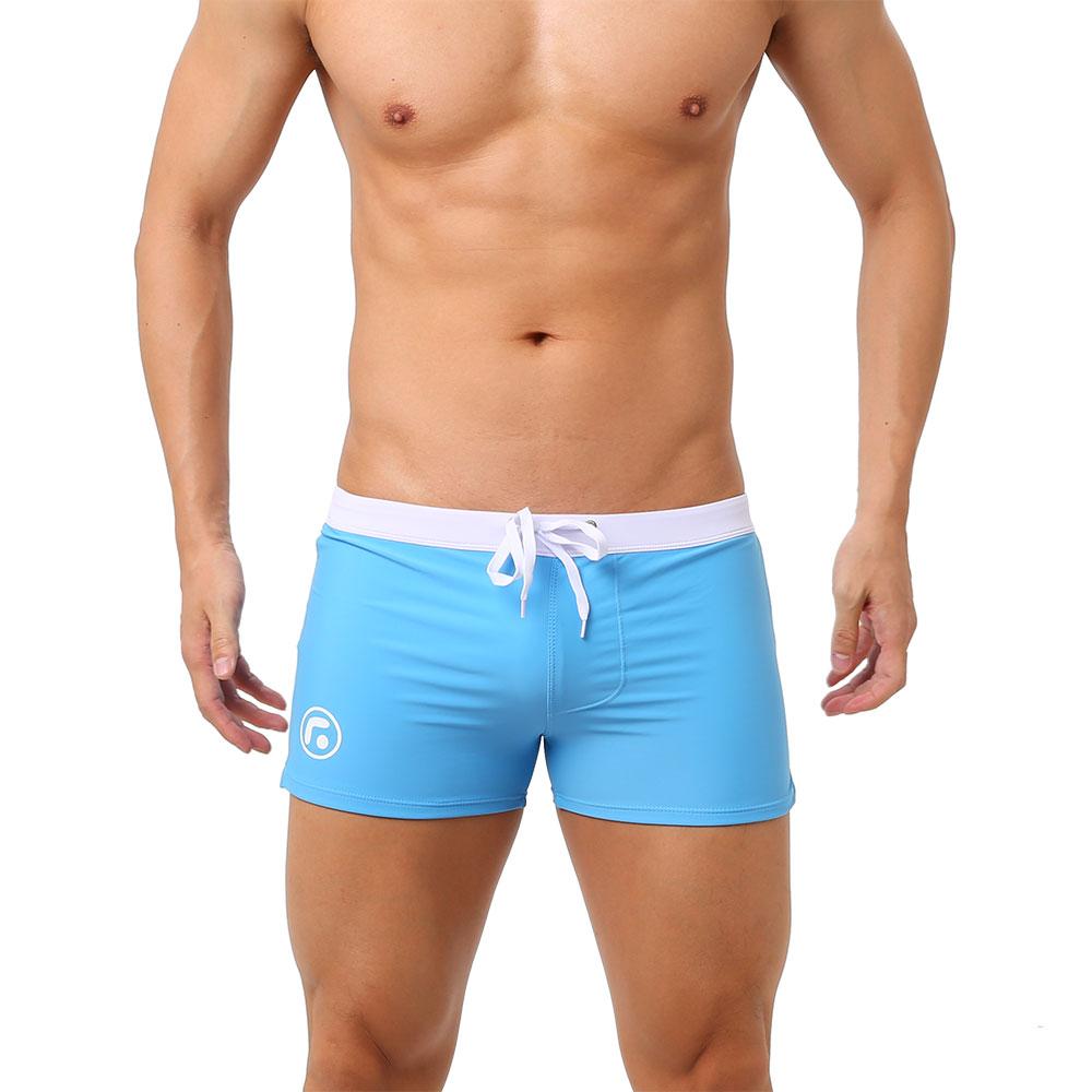 Men's Back Pocket Swimwear Short Swim Trunks Beach Shorts Sexy Mesh Boxer Briefs Comfortable Soft Breathable