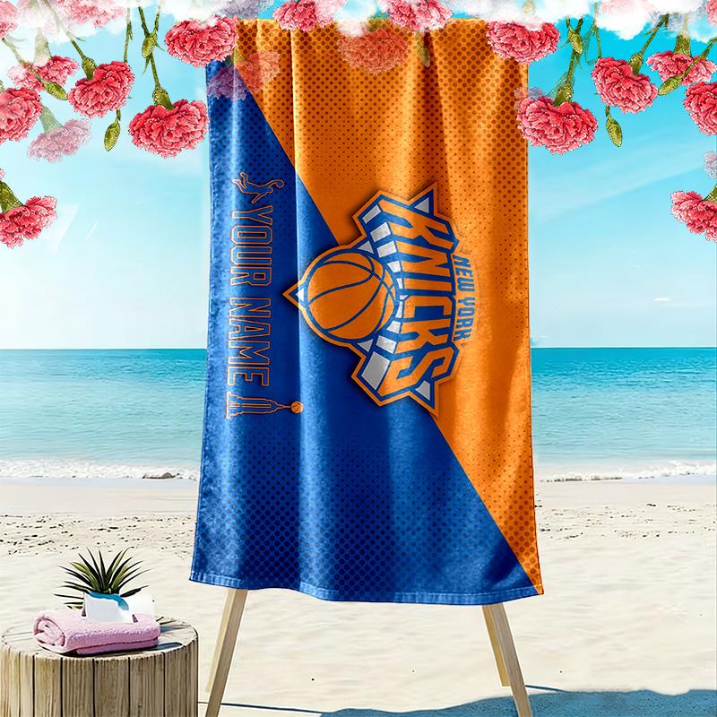 New York Knicks Print Beach Towel, Large Soft Quick Dry Towel for Beach Camping Swimming