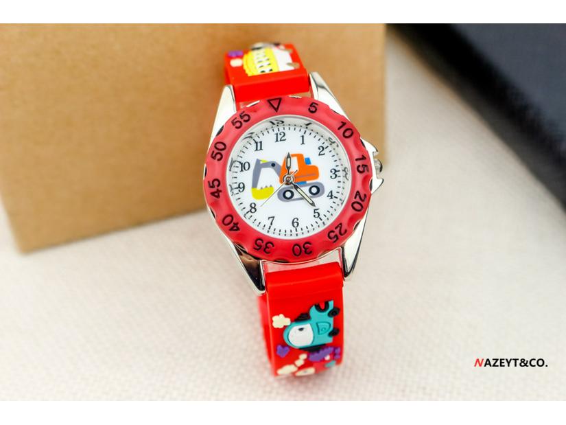 Korean 3D Cute Excavator & Go-Kart Quartz Watch for Boys - Silicone Strap
