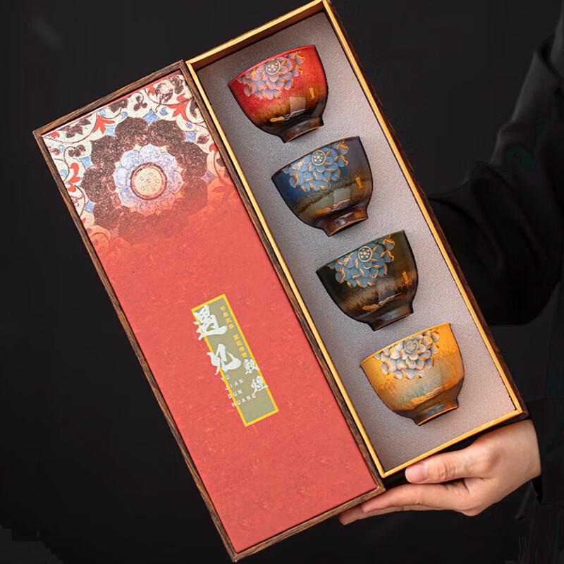 Su s Ceramic Dunhuang Auspicious Lotus Master Teacup Gift Set