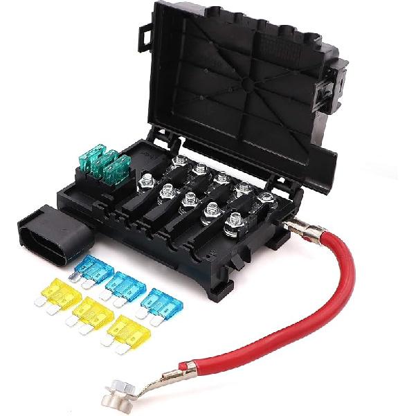 Battery Fuse Box Block Terminal 1J0937550 With 9Pcs Fuses Compatible With 99-04 VW Beetle Jetta Bora Golf MK4