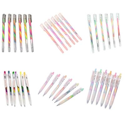 6 Pezzi Penna Gel Retrattile Colore Gradiente Glitter Penna Gel per Creazione di Biglietti Colorare Journaling Diario Fai da Te Planner