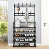 Free Standing Large Capacity Shoes Rack Multiple Hooks Strong Load-bearing 5 Tiers Hat Coat Shoes Storage Stand