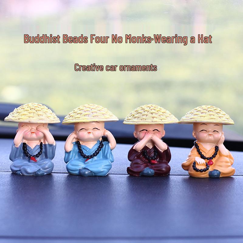 Creative Four Monks Car Ornaments: Auspicious Fruit Incense Holder for Car Interior Decorations