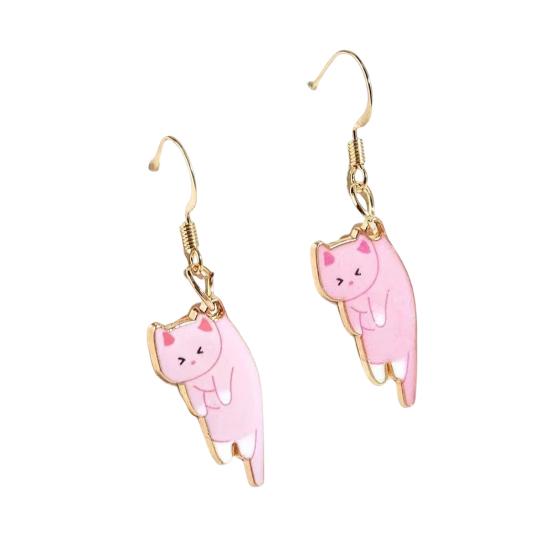 1 Pair Pendant Earrings Sweet Personality Ear Decoration Funny Cartoon Cat Girls Hook Earrings Jewelry Accessory