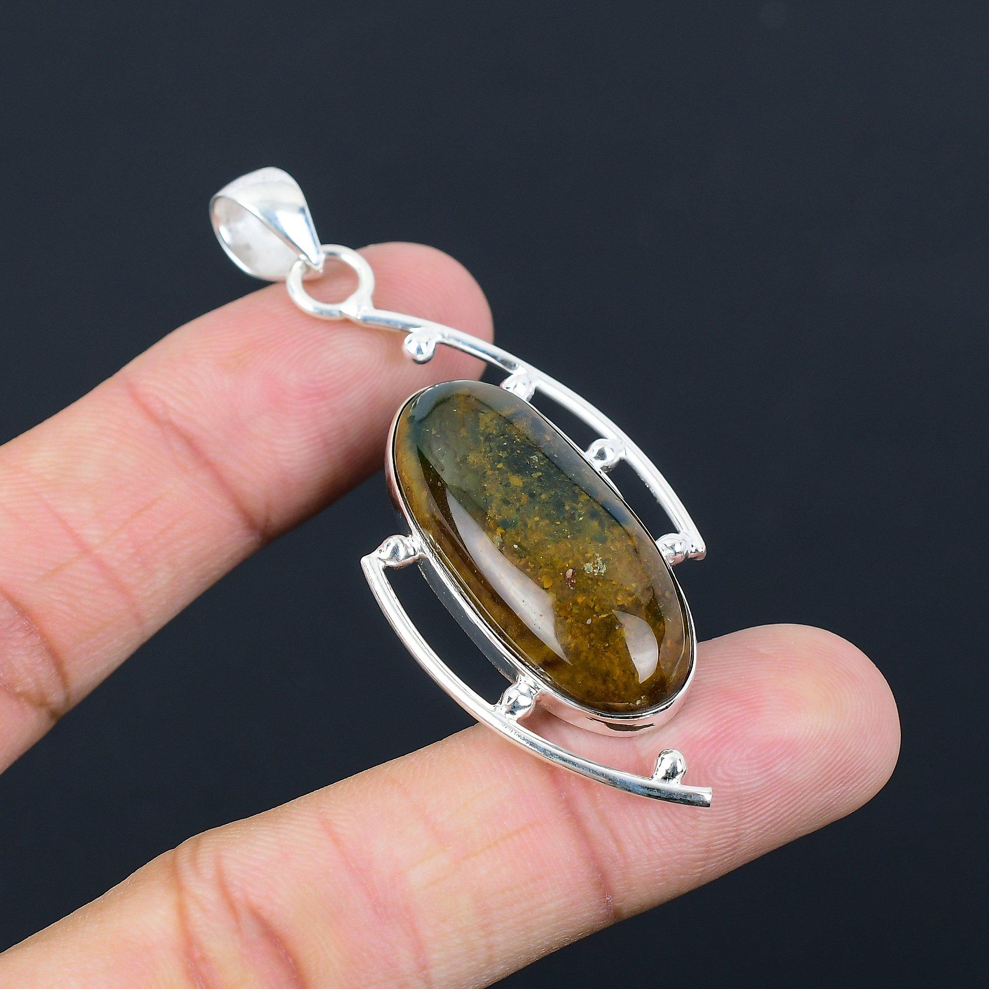 Friendship Day Deal Natural Bloodstone Wife Pendant Jewelry 925 Sterling Silver