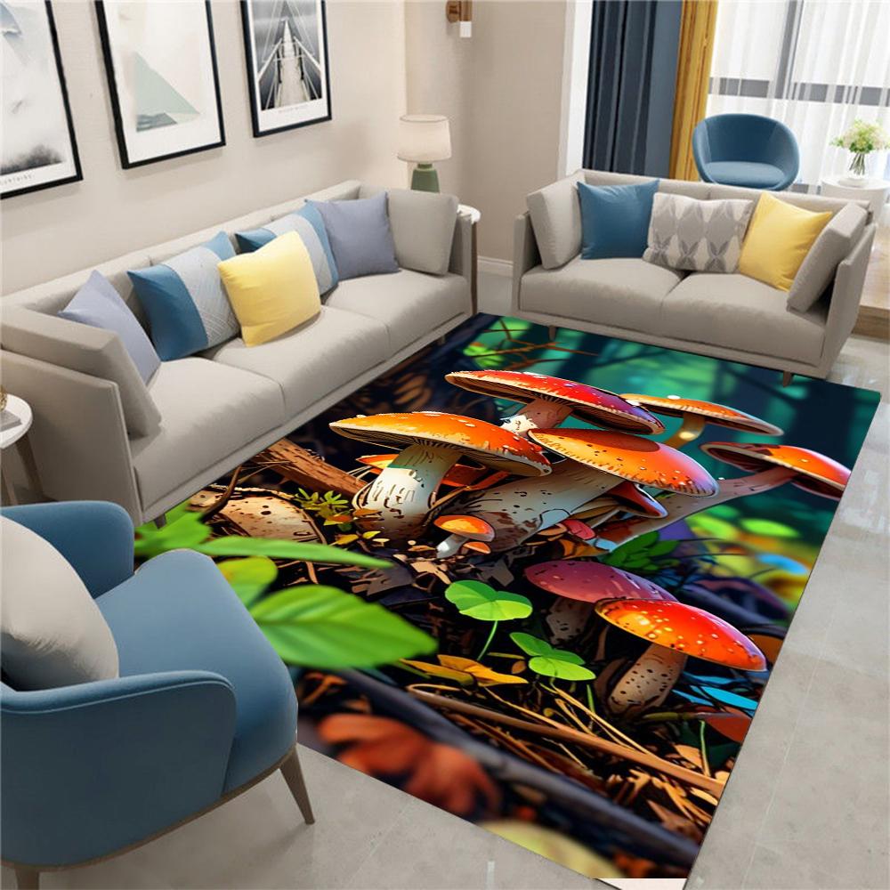 Colorful Mushroom Carpet Cartoon Living Room Bedroom Kitchen Sofa Balcony Carpet Anti Slip Washable Mat Exquisite Accessories