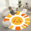 Happy Sun Face Design Flannel-printed round floor mats are slip-resistant Suitable living room bedroom terrace garden carpets