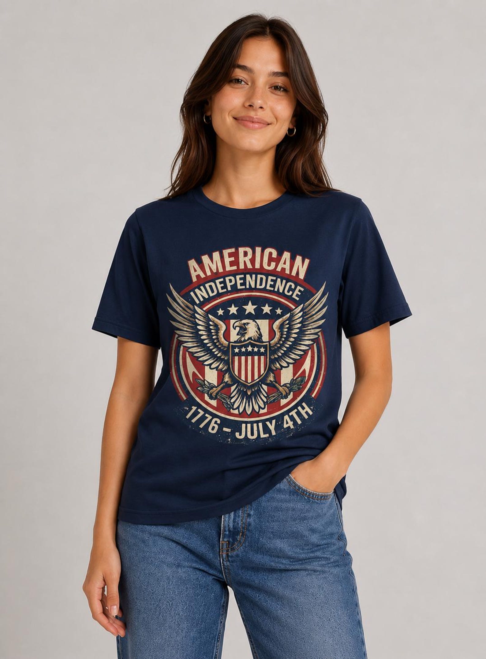 American Independence Eagle 1776 July 4th T-Shirt | Patriotic L