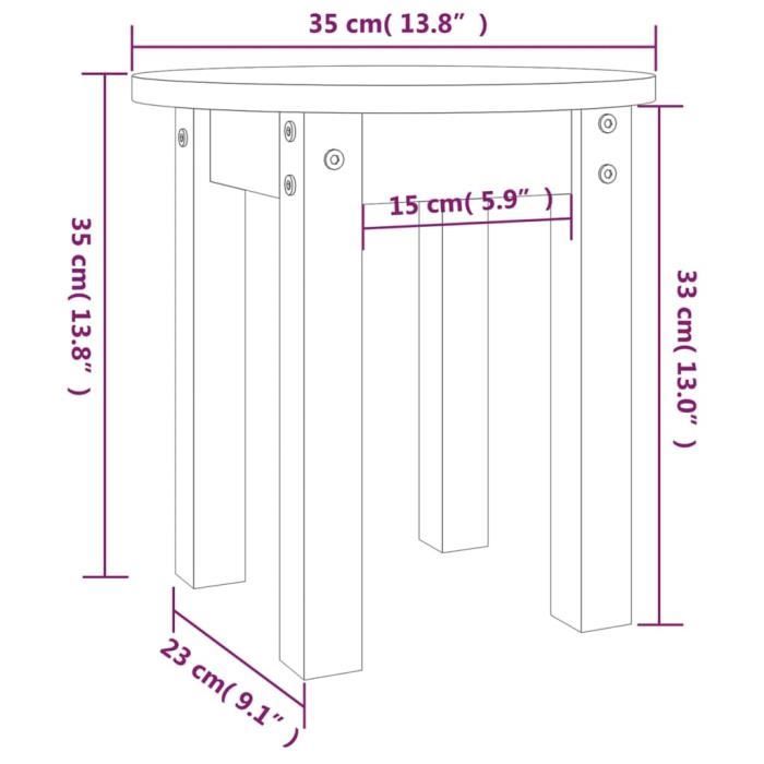 VidaXL Table basse Blanc Ø 35x35 cm Bois massif de pin 822338