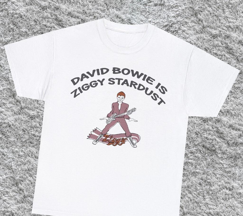 80s David Bowie Is Ziggy Stardust Cotton White Full Size T Shirt For Men MM051 S разноцветный