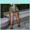 Short Skirt For Women Summer Camouflage Fringe Denim Fabric Slim Fit Fashion