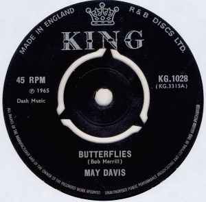 

7inch Record MAY DAVIS Butterflies KG1028 KING 1965 UK Reggae Ska Dub Used