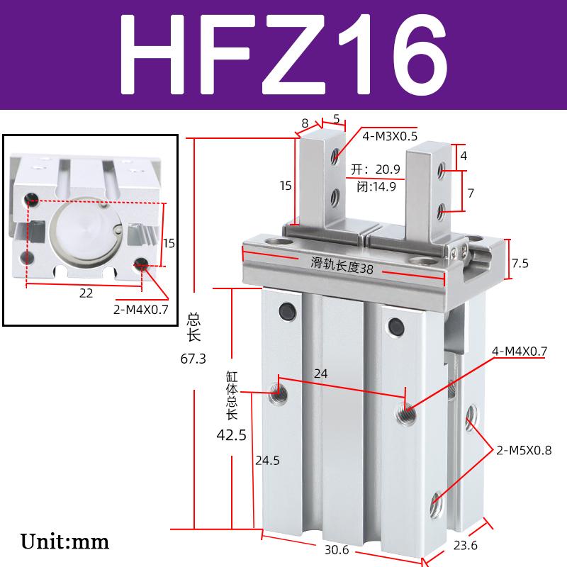 Cylinder HFZ6 HFZ10 HFZ16 HFZ20 HFZ25 HFZ32 HFZ40 HFZ Parallel Style Pneumatic Air Gripper Double Acting Gripper