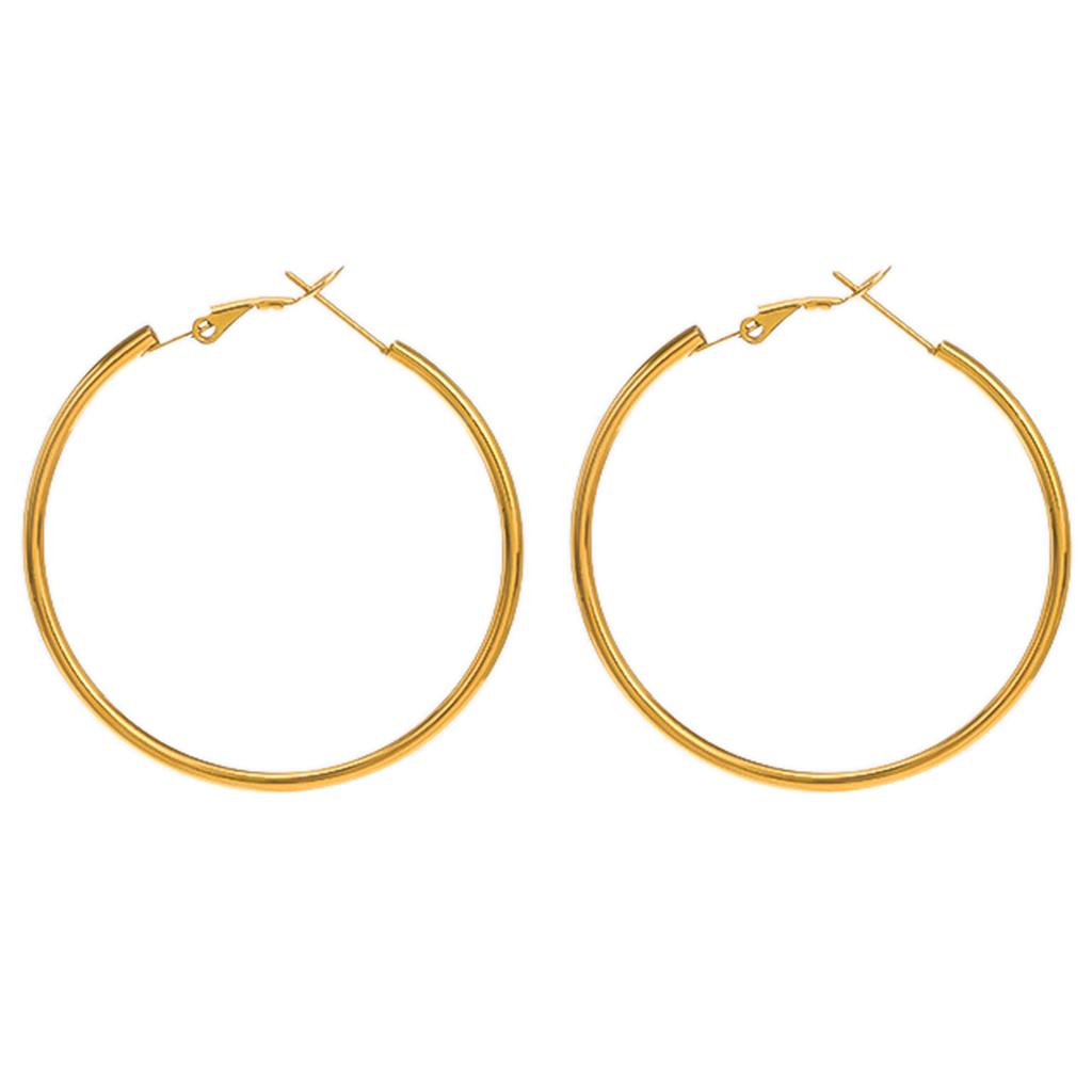 Runde Ohrringe aus Edelstahl Elegante Creolen aus Legierung Stilvoller geometrischer Ohrschmuck Bequeme Huggie-Ohrhänger
