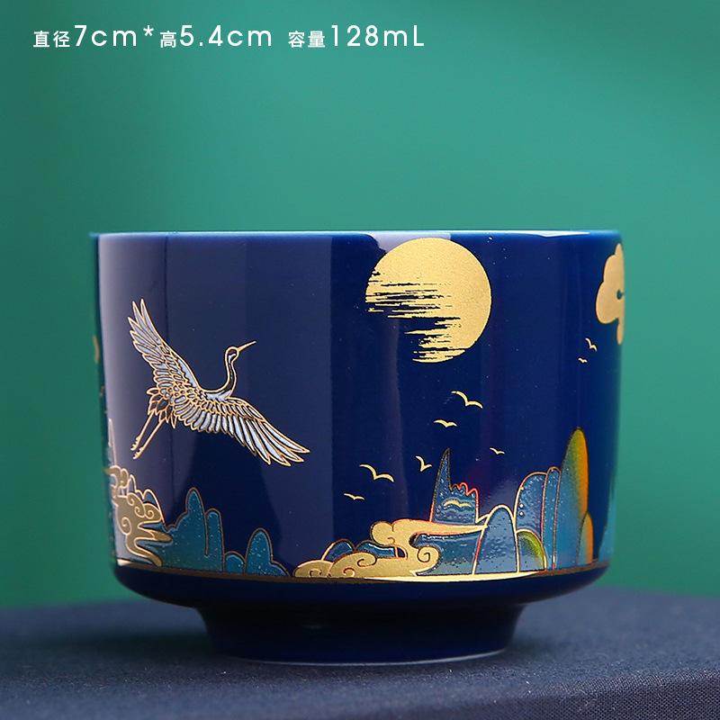 Chinese Ceramic Japanese Style Single Jade Blue Master Cup Kung Fu Tea Brewing Bowl Simple Gift Packa