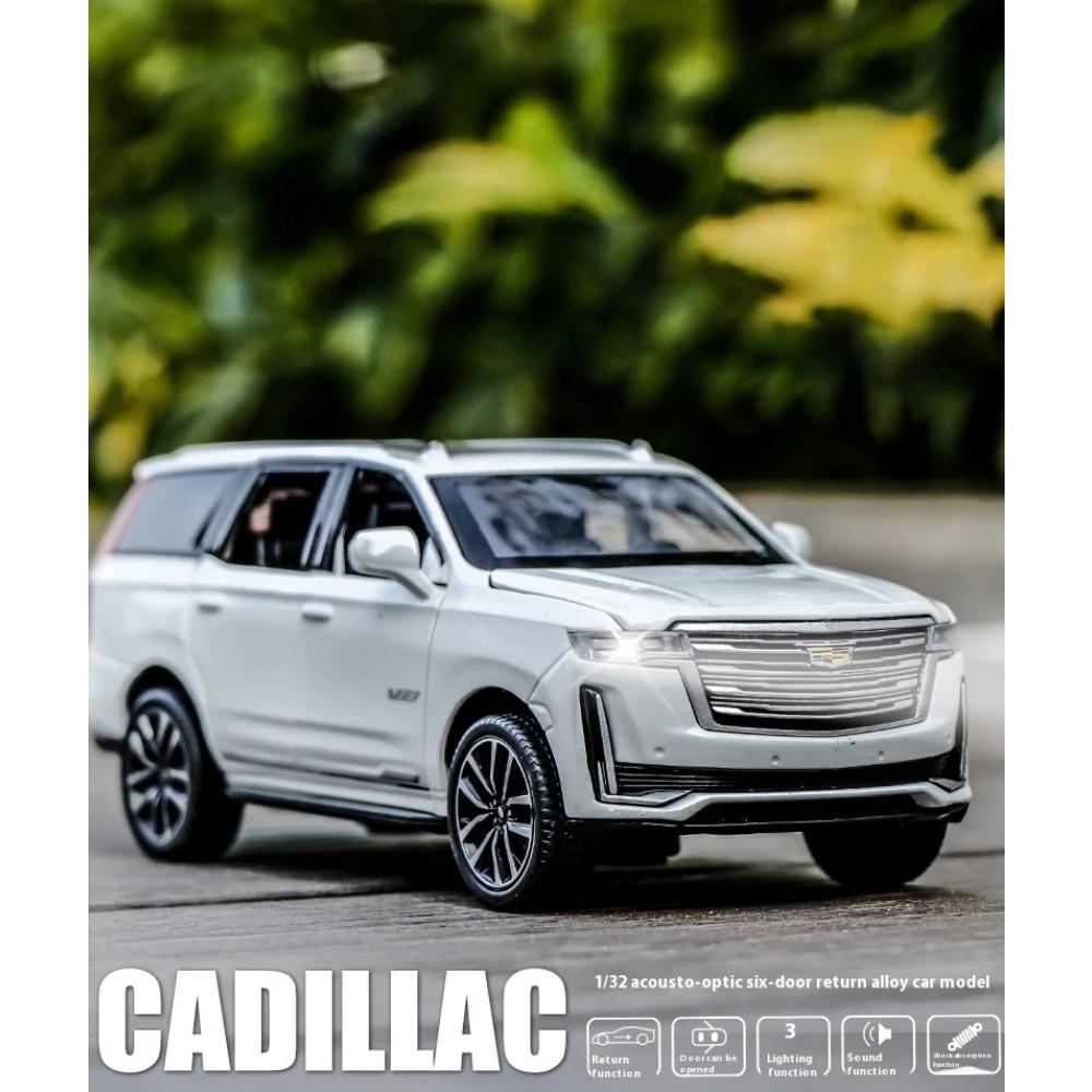 1/32 Scale Cadillac Escalade Off-road Vehicle Simulation Diecast Metal Alloy Model Car Sound Light Pull Back Collection Toy Gifts