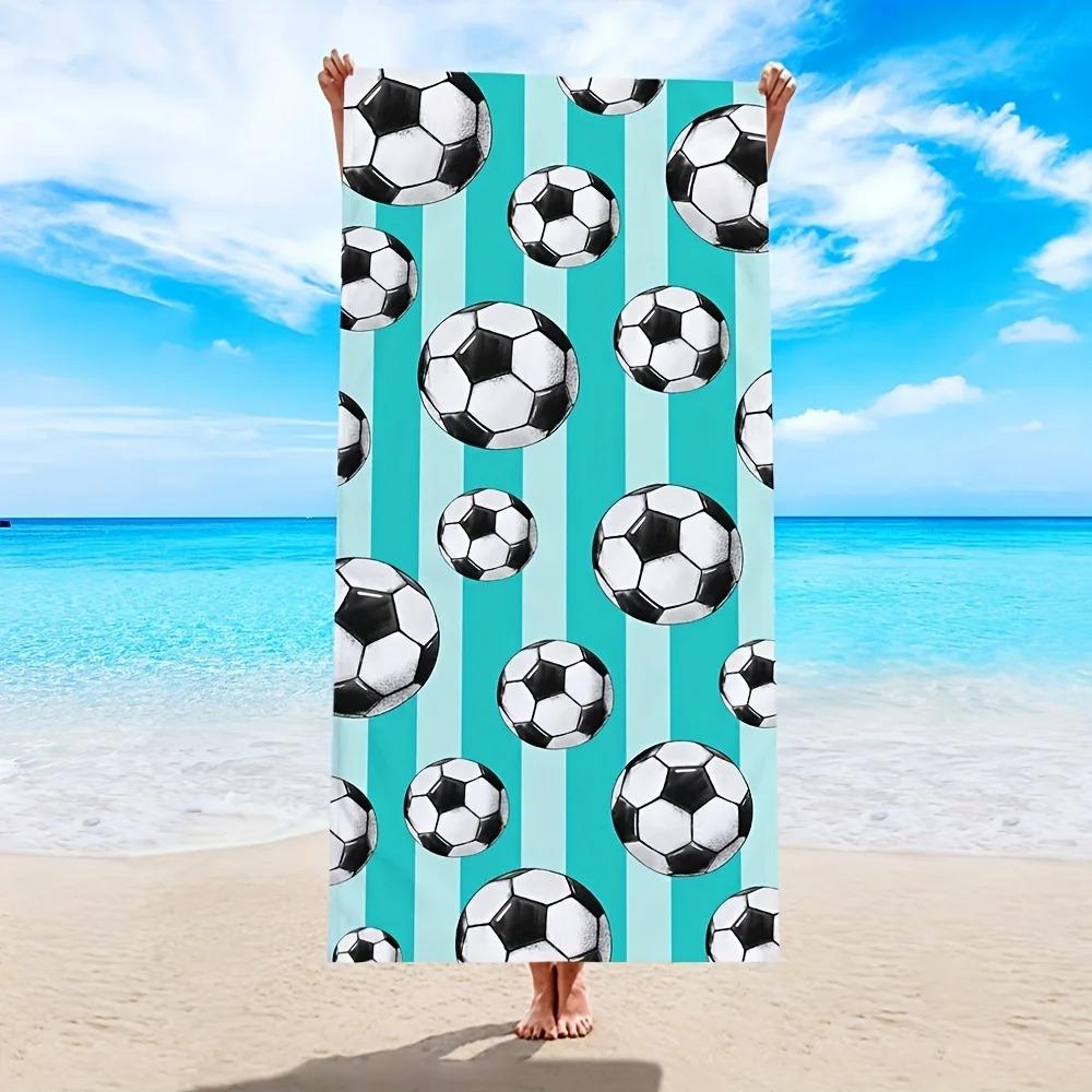 Soccer Themed Quick Dry Beach Towel Lightweight Fade Resistant Durable Microfiber Bath Towel for Beach Pool Sports Travel
