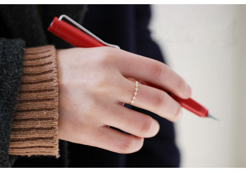 Japanese Style S925 Sterling Silver 14K Gold Plated Cubic Zirconia Ring - Elegant, Versatile, and Slim Design