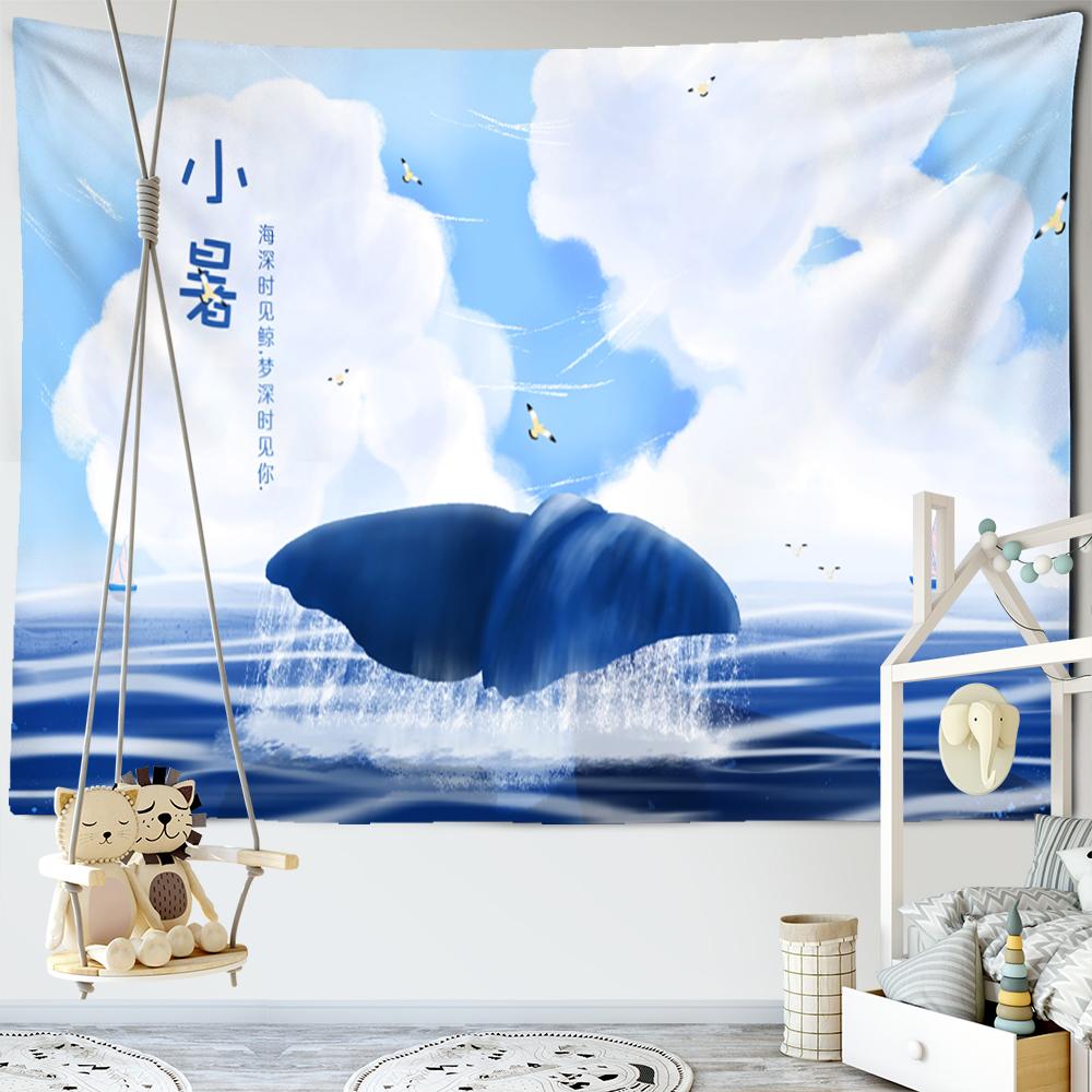 Dream Whale Tapestry Wall Hanging Cartoon Kawaii Hippie Art Tapiz Boho Kids Room Girls Dorm Home Decor