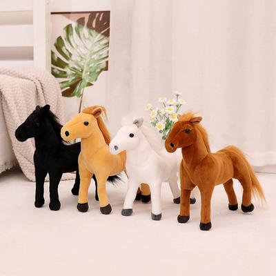 Simulations-Pony-Puppe Plüschtier Weißes Drachenpferd Schwarzes Pferd Puppe Puppe Kinder Kognitives Modellspielzeug